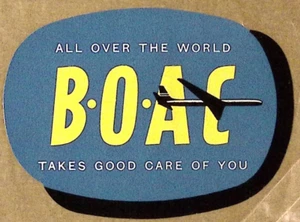 Vintage BOAC British Overseas Airways Corporation Aufkleber Gepäck Etikett 3,5" breit - Bild 1 von 3