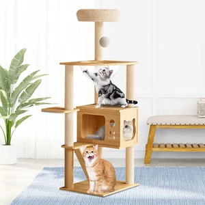 51" Large Cat Tree Tower Indoor Cat Playing House Activity Condo Scratching Post - Picture 1 of 10
