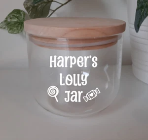 Lolly Jar custom name vinyl STICKER Waterproof Decal Sweet Jar for Kids Gift - Picture 1 of 5