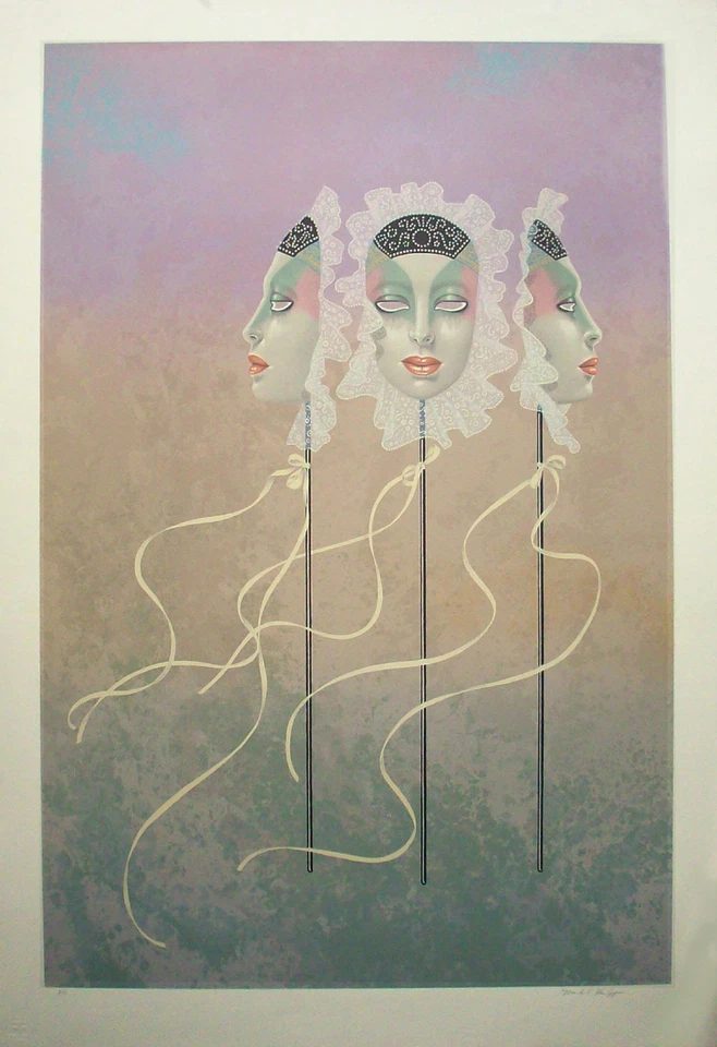 Mark Van Epps "Masquerade"  Hand Drawn, Signed, Original Fine Art Lithograph - Изображение 1 из 1