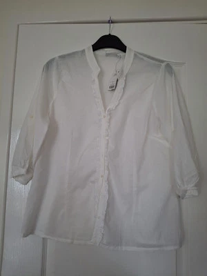 Next White Cotton Blouse Size 16 New With Small Defect See Listing - Image 1 of 4