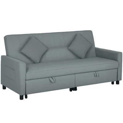 HOMCOM Divano Letto 3 Posti Clic Clac Schienale Reclinabile 196x90x89cm Grigio - Immagine 1 di 4