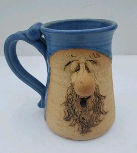 Vintage Peter Petrie Signed 3d Handcrafted Clay Mug Mountain Man Face Big Nose  - Picture 1 of 16