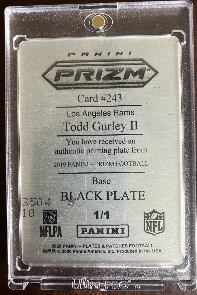 Panini Prizim Todd Gurley II #243 2019 placa negra 1/1 Foto 1 de 2