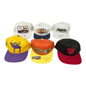 6 Vintage Autographed NASCAR Hats Cartoon Network Sterling Marlin Waltrip - Picture 1 of 9