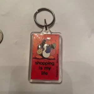 Vintage Jim Benton ‘87 Shopping Is My Life Keychain New Old Stock - Picture 1 of 3