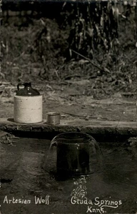 RPPC Geuda Springs, KS Artesian Well Sumner County Kansas Echtfoto Postkarte - Bild 1 von 5