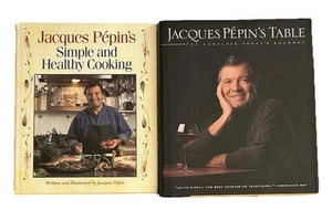 Lot of 2 Jacques Pepin Cookbooks Simple And Healthy Cooking Jacques Pepin Table - Picture 1 of 14