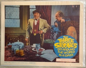 Vintage Three Stooges "Go Around the World in a Daze" Movie Lobby Card 1963 RARE - Bild 1 von 1