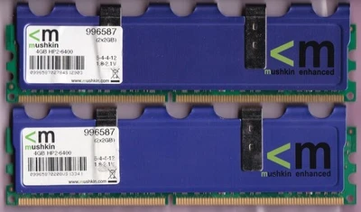 4GB 2x2GB MUSHKIN ENHANCED DDR2-800 996587 HP2-6400 PC2-6400 Ram Memory Kit DIMM - Image 1 of 2