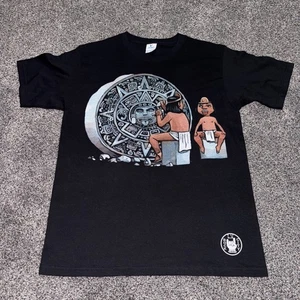 Vintage Aztek T Shirt Yazbek Tag Heavyweight Medium Black Unworn Old Stock - Picture 1 of 17