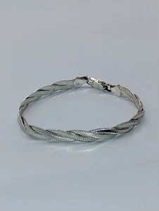 Pulsera retorcida Italia plata de ley 925 de 8" de largo para mujer - Imagen 1 de 8