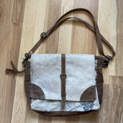 Myra Bag Crossbody / Shoulder Purse Hair On Cowhide Leather Canvas Western - Image 1 of 4