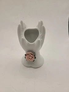 Porzellan Handvase mit rosa Rosen. Viktorianisch, Cottage Core. Rubens. - Bild 1 von 7