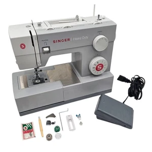 Singer Heavy Duty Model 4411 Sewing Machine w/ Foot Pedal & Cover Gray Tested - Picture 1 of 23