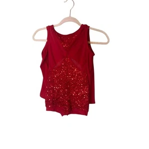Weismann's Small Girl's Red Sequins Jojo Siwa Taylor Swift Eras Dance Leotard - Picture 1 of 5