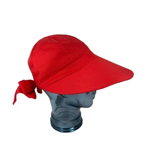 Vintage Betmar Rojo Ala Grande Pajarita Sombrero Visera 100% Algodón - Imagen 1 de 8