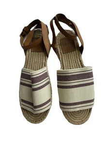 Tory Burch Stretch-Canvas Espadrille Sandal Awning Size 7.5 - Picture 1 of 11