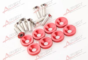 8 PCS RED BILLET ALUMINUM FENDER/BUMPER WASHER/BOLT ENGINE BAY DRESS UP KIT - Picture 1 of 3