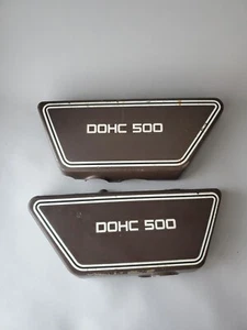 SET OEM YAMAHA XS500  SIDE PANEL FRAME COVER WHITE DOHC DECALS XS 500 LEFT RIGHT - Picture 1 of 24