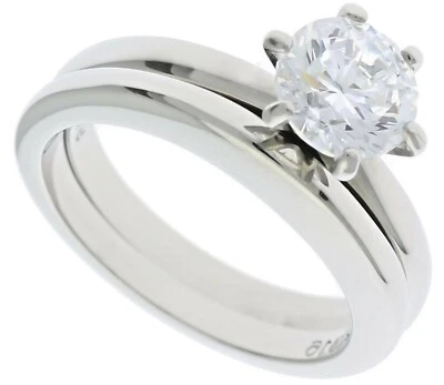 Juego de 2 anillos de boda de 2,75 quilates de circonita cúbica de acero inoxidable liso TK097 tamaño 7 T69 Foto 1 de 4