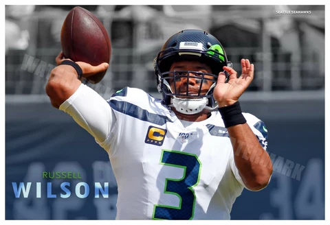 SEAHAWKS QUARTERBACK RUSSELL WILSON HUGE 19"x13" ACTION PHOTO Cover