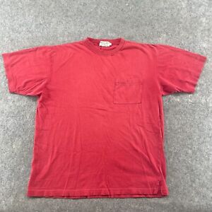 Vintage Abercrombie Shirt Mens L Red Blank Pocket Cotton Faded Distressed 90s