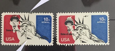 5/1129 US Stamp Sc C87 18c Extr Rare Black  Shift Errors MNHOG EFO Perf On Plane - Image 1 of 3