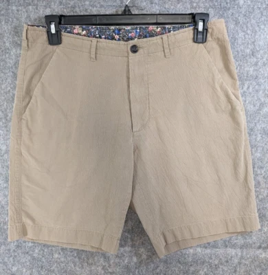 Caribbean Shorts Mens 34 X 9 Beige Cotton Blend Flat Front Bermuda Drawstring - Image 1 of 4