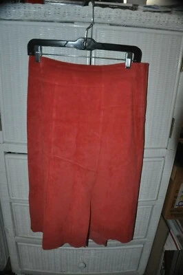 Falda de cuero Danier talla 4 con abertura frontal forrada en naranja Foto 1 de 4