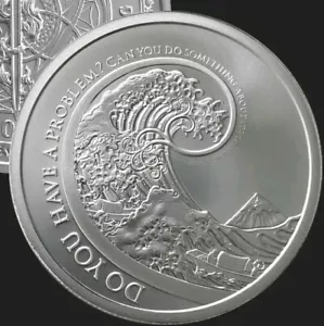 1 oz plata Don't Worry BU .999 certificado de autenticidad puro escudo de plata Japón gran ola surf - Imagen 1 de 11