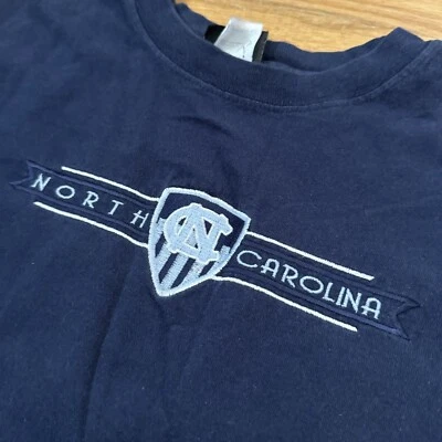 Vintage 90s North Carolina Tar Heels Size XL Men’s Embroidered Logo T-shirt Blue - Image 1 of 4