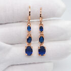 18k Yellow Gold Filled Women Fashion Oval Lake Blue Mystic Topaz Dangle Earrings