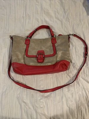COACH CAMPBELL KHAKI SIGNATURE POMEGRANATE LEATHER F28901  - Image 1 of 4