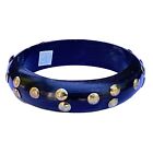 Black Two's Company Lucite Bangle Bracelet with Brass Studs