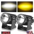 2X Motorcycle Spot Light LED Headlight Fog Yellow White Dual Color High Low Beam