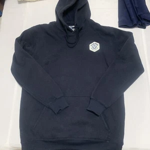 Furphy Beer Mens Large Pullover Hoodie Navy Blue Fleece Kangaroo Pocket - Picture 1 of 5