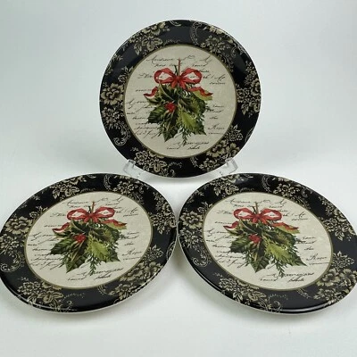 "Juego de 3 platos de postre de 6"" certificados International Highland Holiday Holly" Foto 1 de 4