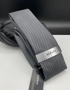 ALFANI Men's Polyester Neck Tie ~ Grey ~ Striped ~ NEW MSRP: $55. - Picture 1 of 3