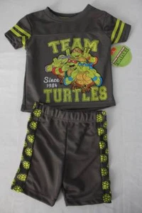Baby Boys 2 Piece Set 24 Mo Mutant Ninja Turtles Mesh T-Shirt Shorts Outfit TMNT - Picture 1 of 2