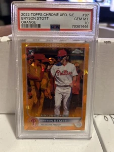 2022 Topps Chrome Update Sapphire Orange #97 Bryson Stott RC Rookie /25 PSA 10 - Picture 1 of 2