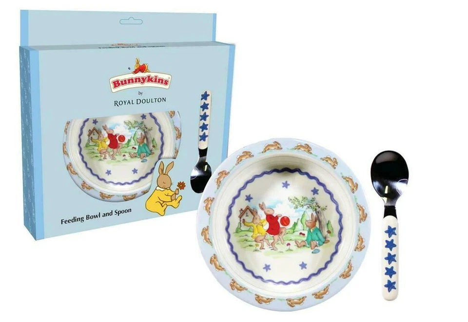 Bunnykins Feeding Bowl and Spoon - Shining Star Blue TTM-34 ** - image 1 of 1