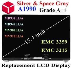 Silver MacBook Pro 15" 2018 2019 Screen A1990 LCD Display Assembly True Tone OEM - Picture 1 of 5