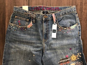 GapKids Girl’s Capri Mid-calf Jeans 18 Regular Adjustable Beaded Embroidered NWT - Picture 1 of 21