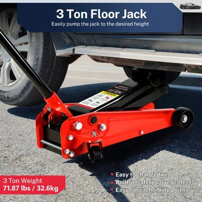3T Heavy Duty Floor Jack, Steel Service Jack with Single Pump Quick Lift Foto 1 de 4