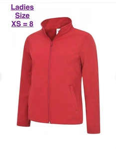 Uneek Ladies Red Size XS/8 Classic Full Zip Soft Shell Jacket UC613 - Picture 1 of 1