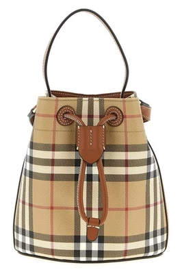 Bolso Bucket BURBERRY Check Beige Bordado Lona Nuevo Foto 1 de 4