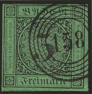 1853 Germania Antichi Stati Baden - 3 k. verde usato - Imagen 1 de 2