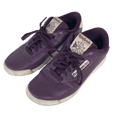 复古 80 年代 Reebok 经典跑步鞋运动鞋紫色女式 7 码 EU 37.5 — 第 1/4 张图片