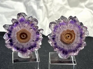 A pair=2pcs=USD59 Beautiful Amethyst stalactite slice, Amethyst Quartz slice - Picture 1 of 4
